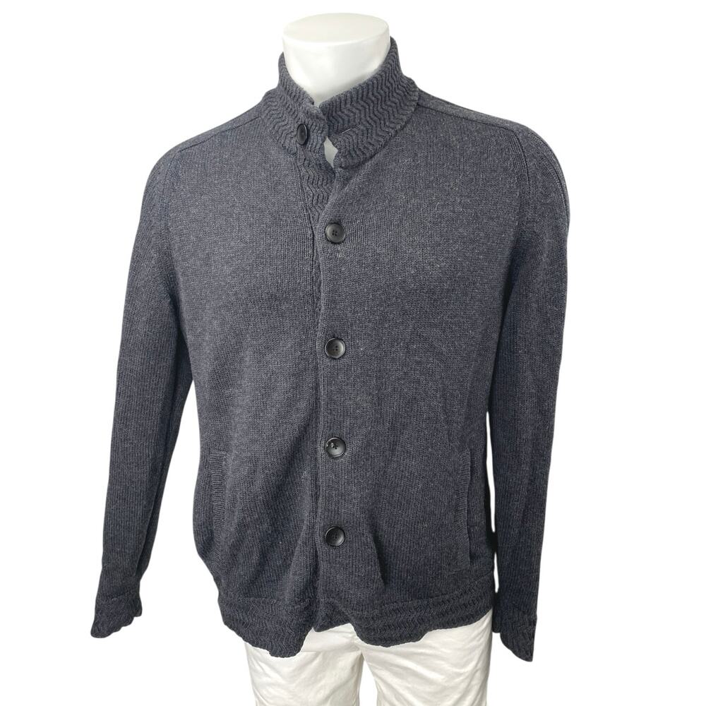 Robert Graham Men's Dark Gray Wool Silk Long Sleeve Button Up Cardigan Sweater M